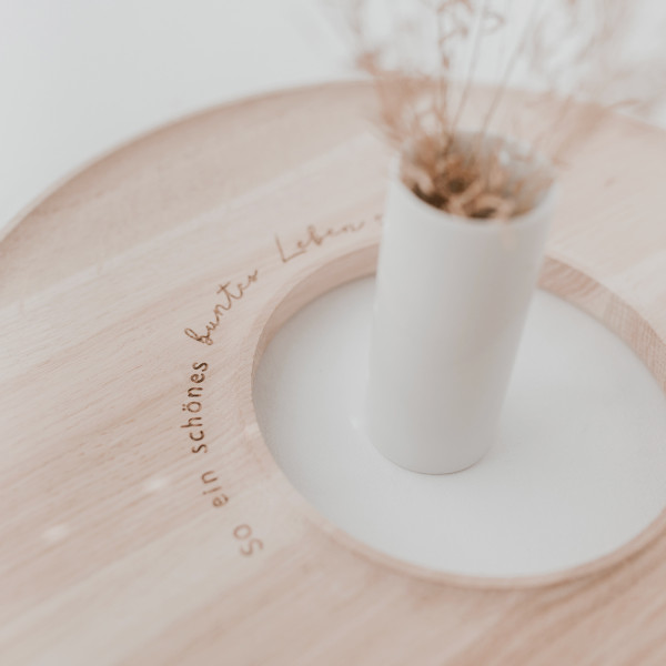 Tablett ' Buntes Leben' Ø35cm, aus Eiche