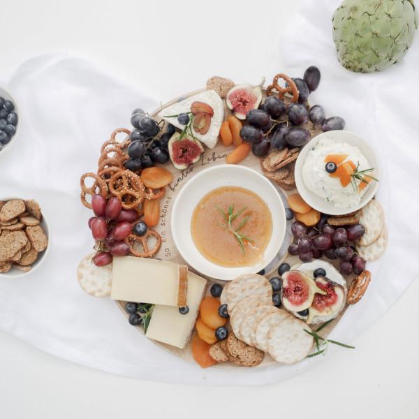 Tablett ' Buntes Leben' Ø35cm, aus Eiche