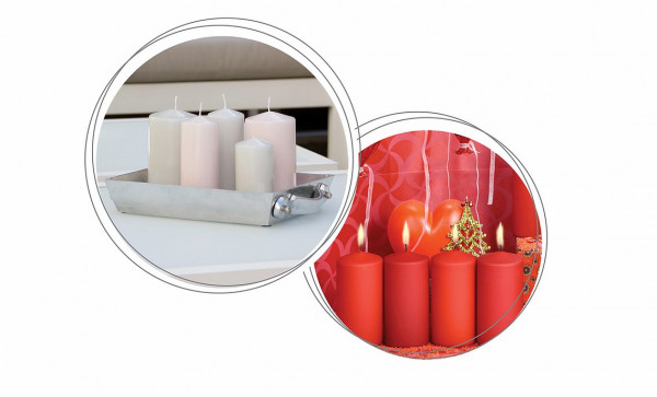 Flachkopf-Kerzen rot, getaucht, 16 Stück, 120x60 mm