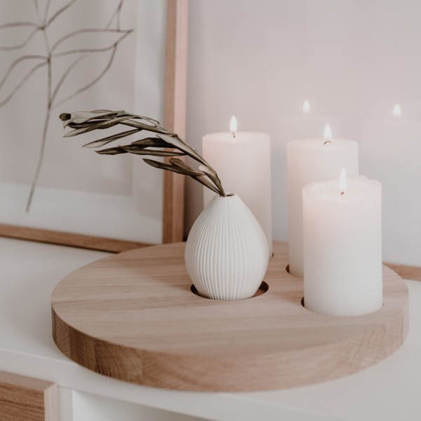Rundes Kerzenbrett aus Eiche 32cm / Adventskranz
