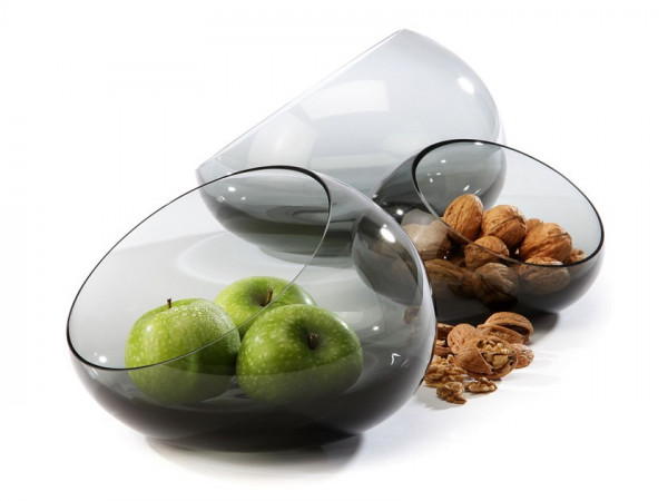 SCHALE Glas grau, Ø 18 cm