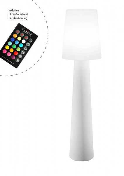 Stehleuchte No.1, 160cm, Farbe weiß mit RGB LED, bunt