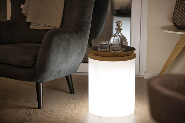 Leuchttisch Shining Drum inkl. Deckel, weiß