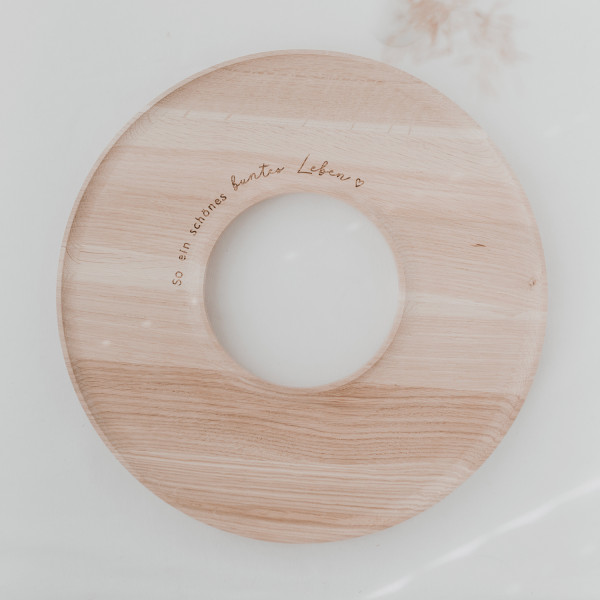 Tablett ' Buntes Leben' Ø35cm, aus Eiche