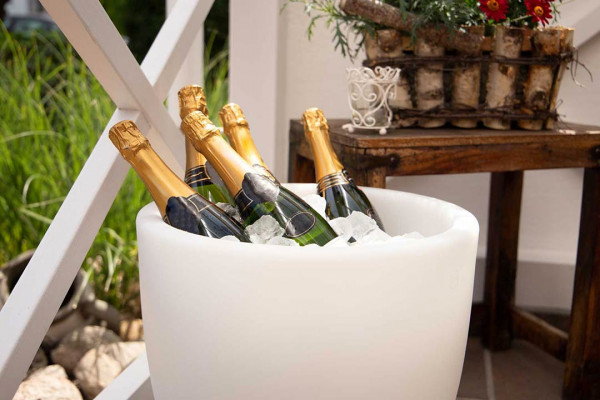 Leuchtzylinder Shining Curvy Cooler, weiß mit WW LED.