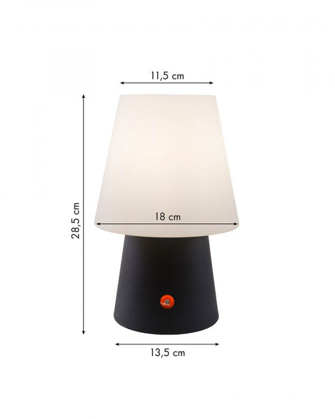 Stehleuchte No.1, 30 cm, 3 stufige LED mit Akku, Anthrazit