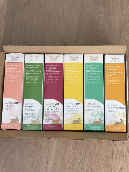 Ronnefeldt Tee LeafCup Starter Set, 6 x 15 Stück inkl. 200g weißer Teekandis