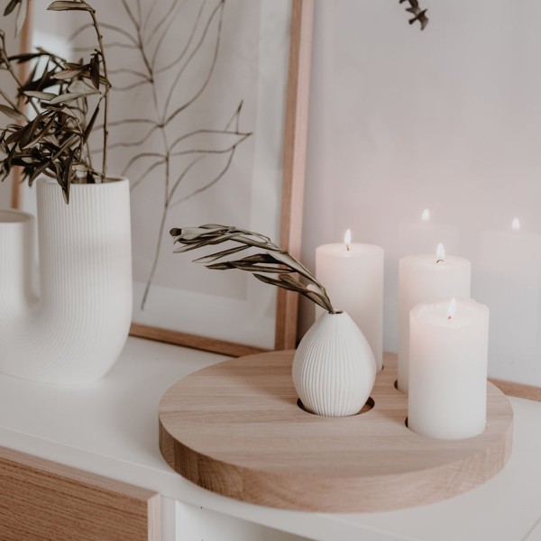Rundes Kerzenbrett aus Eiche 32cm / Adventskranz