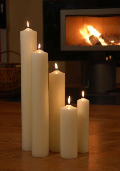 Kaminkerze in Cello, Elfenbein, 300 mm x 800 mm, 1 Stück