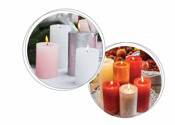 Marble Kerzen weiß, durchgefärbt, 100x68 mm, 8 Stück