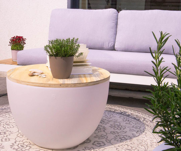 Holzplatte für LED Blumentopf / Tisch, Shining Curvy Pot XM